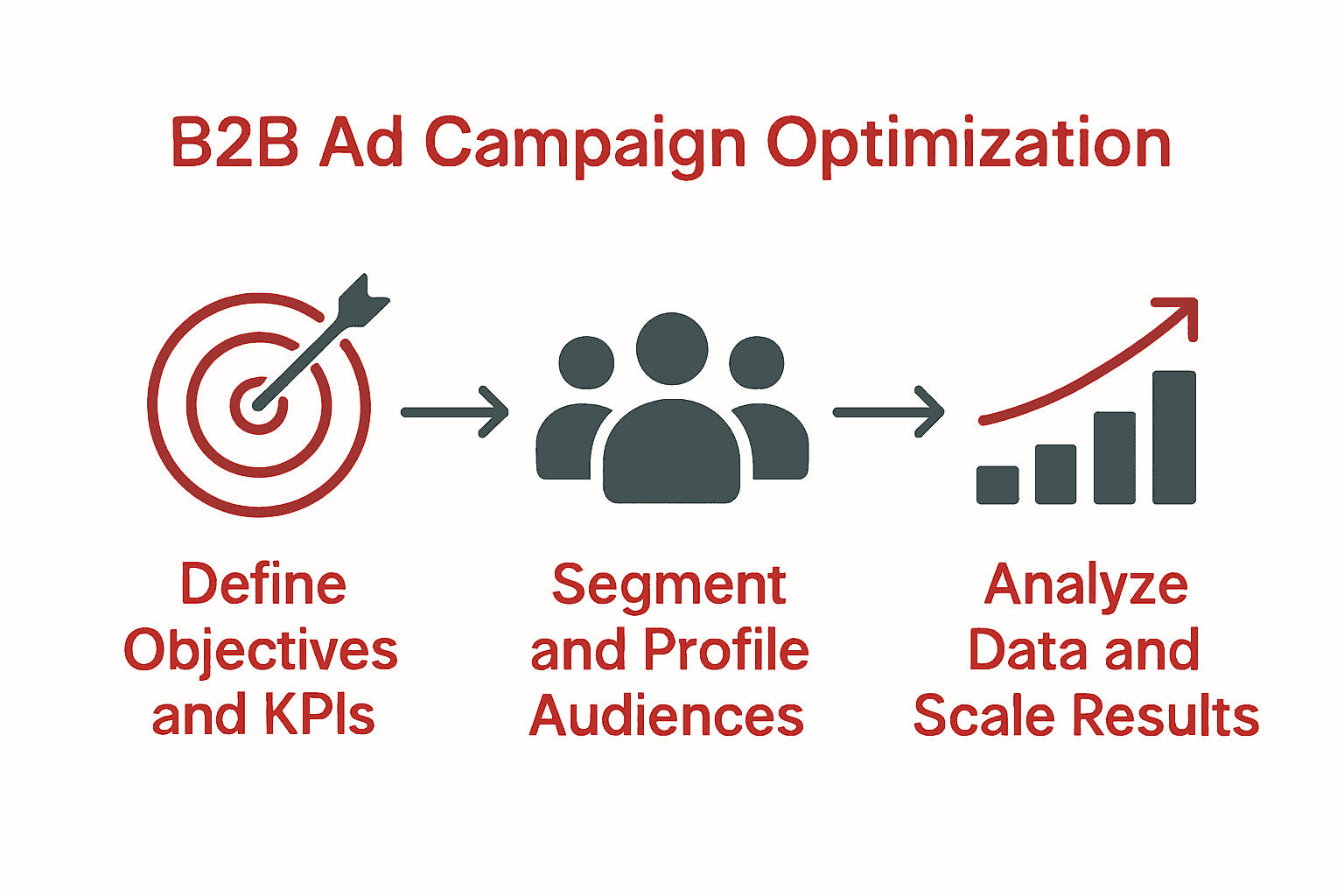 Three-step B2B campaign optimization process infographic