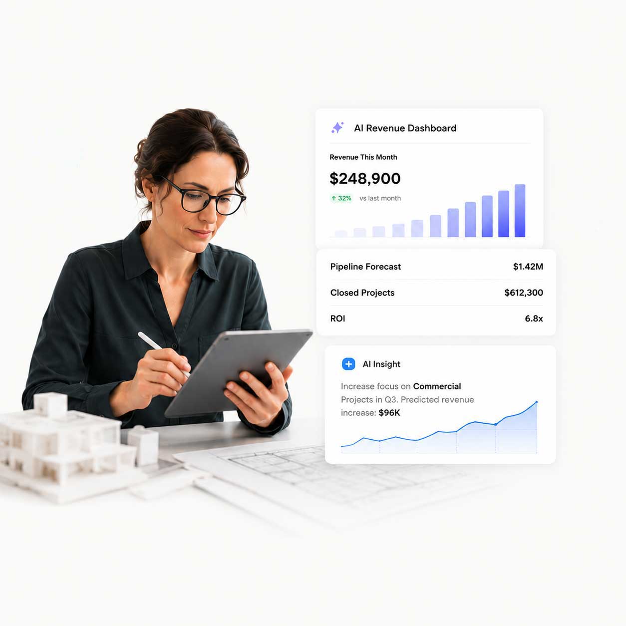 Executive with CRM Dashboard