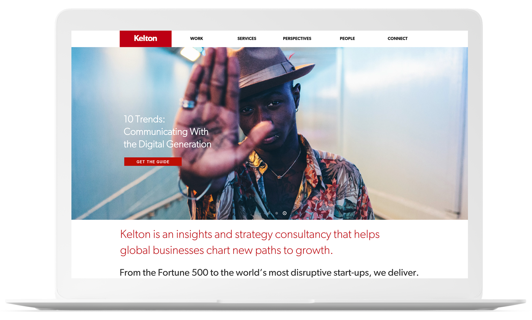 Kelton Global website on a laptop